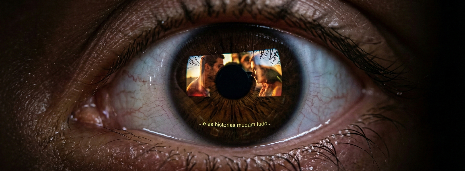 Olho refletindo cinema